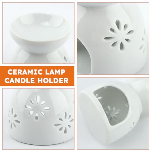 Suporte de luz de chá de cerâmica com colher de vela, queimador de cera de óleo essencial, difusor d