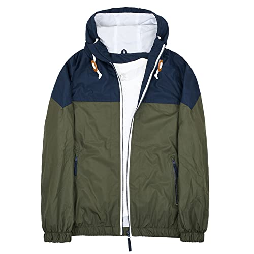 Mens Bomber Jacket Lightweight Breathable Rainproof Windbreaker Hooded Coat - image 4
