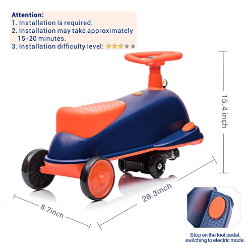 Electric Wiggle Car Ride On Toy, 2 In 1 Wiggle Car With Music And Pedal, Anti-Rollover Mute Wheels With Colorful Lights, Go Outdoor Ride Ons For Kids 3 Years And Up By Methpy (Blue) #TOP1