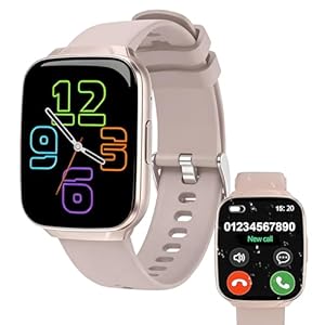 FANSANMY Smartwatch Damen, Rose Gold, 1,83 Zoll Elegante Smartwatch mit Telefonfunktion, Frauen Gesundheits-Tracker, Schlafmonitor, IP67 Wasserdicht, Lange Akkulaufzeit, für iOS und Android, Rosa