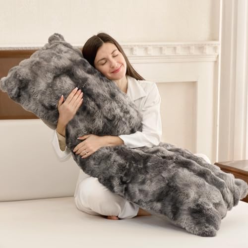 ZonLi Fluffy Body Pillow for Adults, Fuzzy Faux Fur Long Pillow with Shredded Memory Foam,...