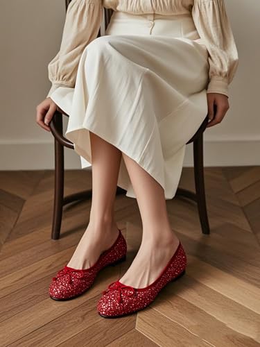JOEupin Womens Cute Bowknot Ballet Flats Shoes,Round Toe Loafers Shoes Comfortable Dress Shoes,Slip On Casual Flats for Women4