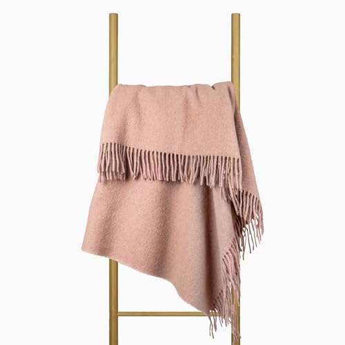 Nostra Zelandia 100% Pure en Laine Couverture – Plaid en Laine Chaud, Respirant et Léger pour Canapé, Lit et Usage Extérieur, Confort Thermorégulateur avec Franges - Fabriqué en Europe