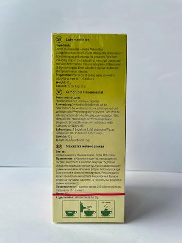 Lady’s Mantle Tea for Women - Alchemilla Vulgaris (2 Pack, 40 Tea Bags 80g)