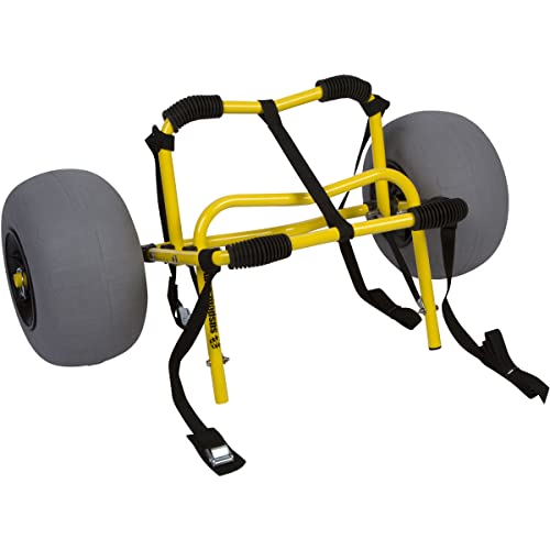 Suspenz Kayak Beach Cart Trailer, Dlx Canoe Trolley With Balloon Wheels Sand Tires And Straps, Yellow, Flat Platform, 22-7044 #TOP1