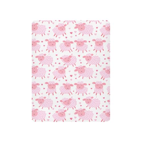 Image of Seamless Pattern of Cartoon Pink Sheep Crib Sheets Stretchy Portable Sheets for Baby Toddler Breathable Soft Crib Mattress Sheet for Girls Boys