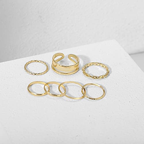 Gold Stackable Rings Set For Women Vintage Knuckle Rings For Teen Girls Midi Rings Pack Statement Bohemian Stacking Rings For Women Multiple Rings Pack(Set D) #TOP3