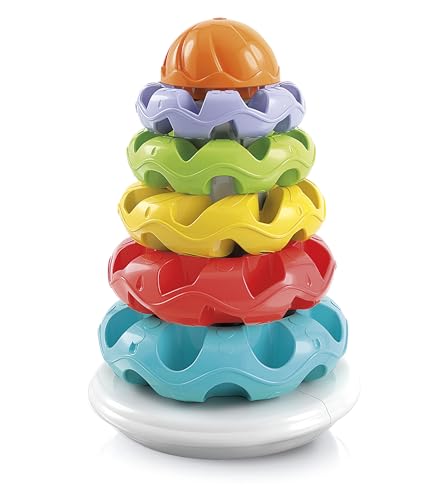 Baby Clementoni - Stacking Rings, Anelli Impilabili, Torre di 5 Anellini, Bambini 6-36 Mesi, Gioco...