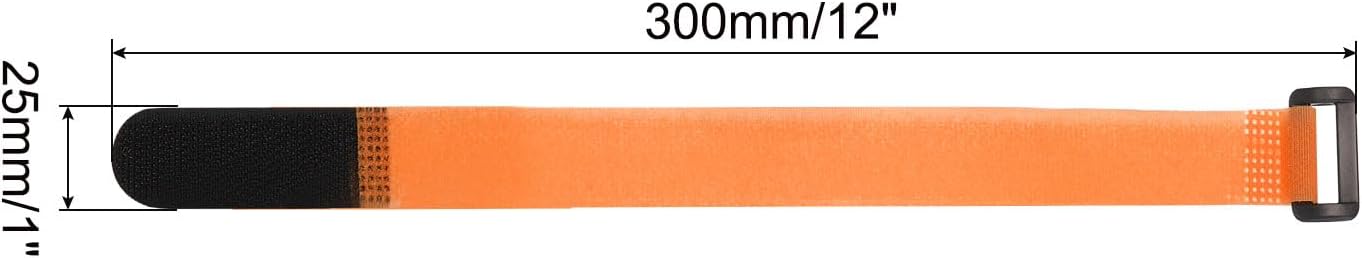 MECCANIXITY Fastening Hook and Loop Cable Tie 12 Inch x 1 Inch Reusable with Buckle Adjustable Multi-Purpose Wire Strap for Cord Management Orange, Pack of 10 image 2