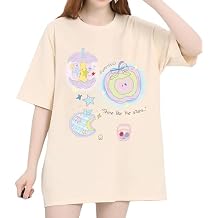 Kawaii Fashion Round Neck Short Sleeve Harajuku Y2K Cute Star Graphic Oversized T-Shirts for Women