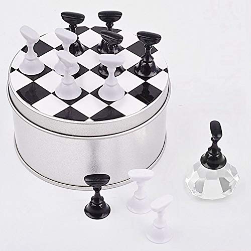 Kacpauqel Chessboard Nail Art Display Tools Set for Art Salon DIY and Practice Manicure,Magnetic Stuck Crystal Nail Art Holder