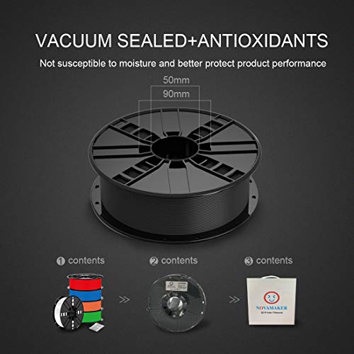Image of PETG 3D Printer Filament - Black 1.75mm, 1kg Spool (2.2lbs), + /- 0.03mm Accuracy