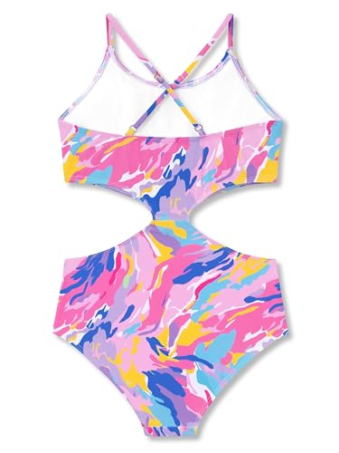 Image of Dvenki Girls Cutout One Piece Swimsuit Adjustable Straps Sizes 6X-16