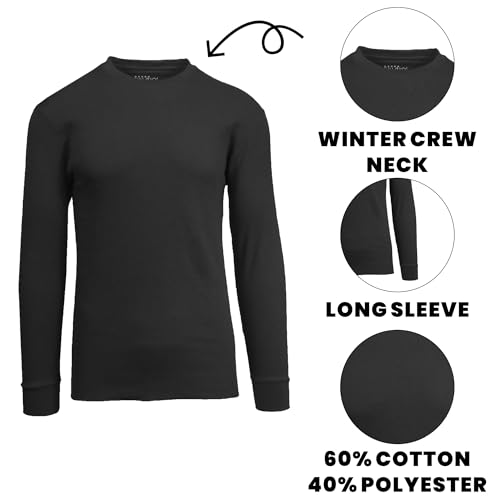 Men's Regular Fit Long Sleeve Crew Neck Waffle Knit Thermal Shirt Top (S-2XL) 6-Pack2