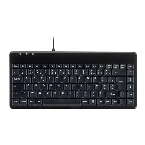 Perixx PERIBOARD-409U, Mini Clavier Filaire pour Windows, USB, Noir, AZERTY
