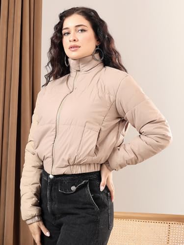 Image of KOTTY Women Nylon Full Sleeve Solid Standard Length Puffer Jacket