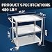 Treshin 3 Tier Stainless Steel Utility Cart Commercial Heavy Duty Rolling Cart Food Storage Service Trolley with Handle and Wheels for Kitchen Restaurant Hospital Lab and Hotel 19