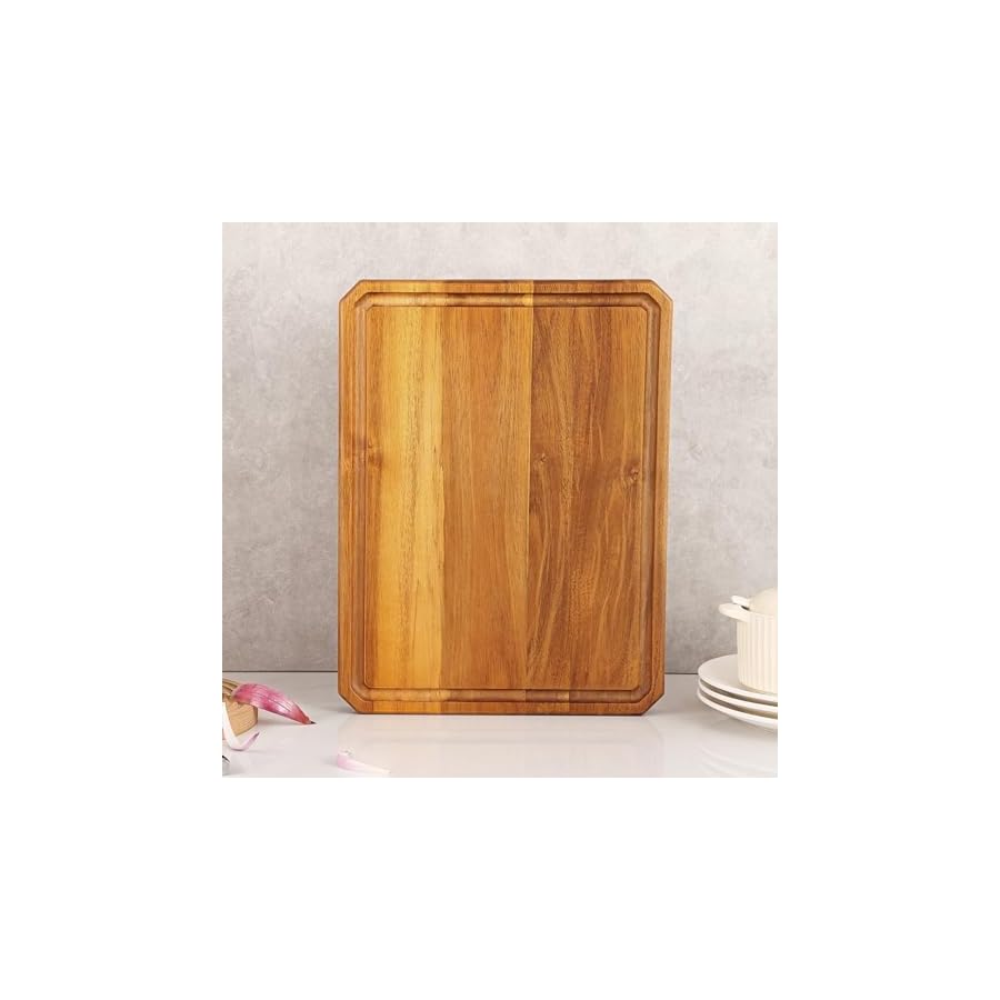Acacia Wood Cutting Boards for Kitchen,Large Wooden Cutting Boards for Chopping Meat, Cheese, Fruits, and Vegetables，Extra Large Charcuterie Board with Handles, Juice Groove
