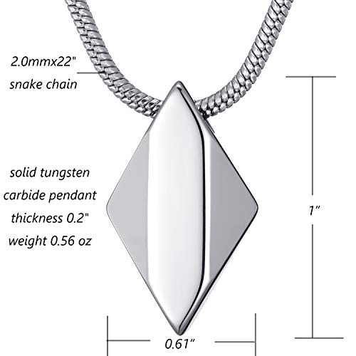 MOO&LEE Men's Tungsten Carbide Pendant Necklace Geometric Tungsten Pendant with 22 Inches Stainless Steel Snake Chain4