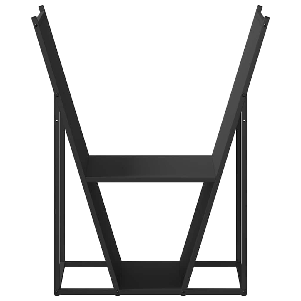 Estantería para leña negra de acero laminado en frío, 69,5 x 35 x 81 cm, estantería para leña con gran almacenamiento, soporte para leña para salón, jardín, terraza, resistente a la intemperie