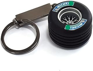 سلسلة مفاتيح بدلاية على شكل اطار سيارة ، لطيف ملائمة كهدية، قطعة واحدة ، أسود - من رنا ستور، معدن