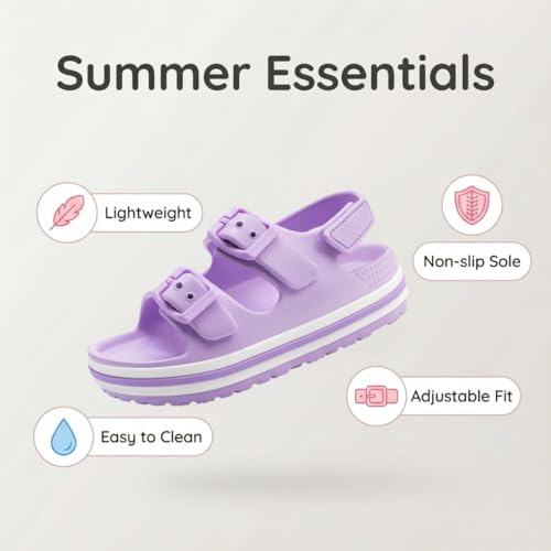 Image of Toddler Buckle Sandals Open Toe Water Sandal with Adjustable Back Strap for Boys Girls