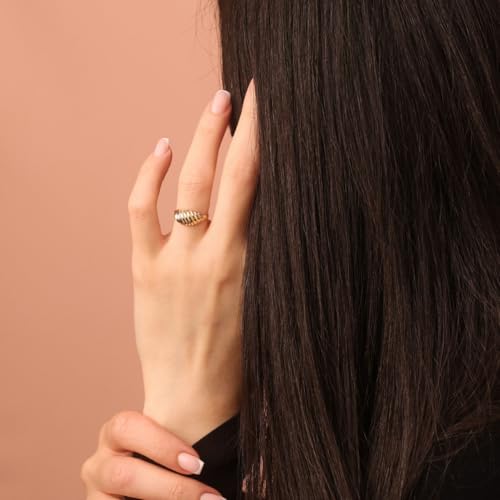 Modern Contemporary Ring Gold Elegant Croissant Dome Band Style Statement Ring | 10K or 14K Yellow, Rose, or White Gold | Available in Sizes 4-123