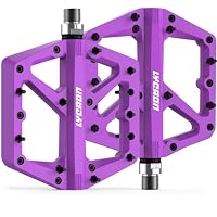 LYCAON Pédales Plates VTT/route – Large Plateforme, Broche CR-MO, Antidérapantes, 9/16, Nylon/fibre