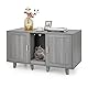 FANTASK Katzenschrank mit 2 Türen & Kratzbrett & Eingang, Katzenmöbel Beistelltisch für 2 Katzen, 120x52x65cm (Dunkelgrau)