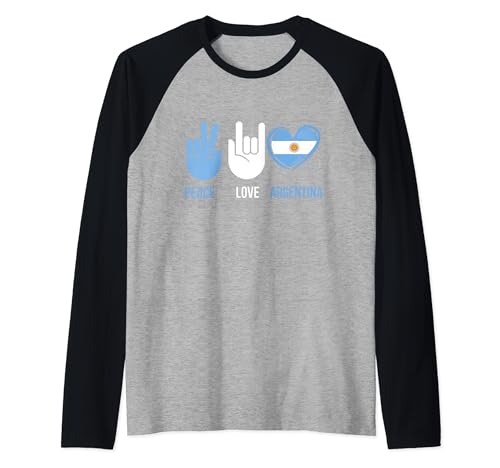 Peace Love Bandiera Argentina Cuore Divertente I Love Argentina Maglia con Maniche Raglan