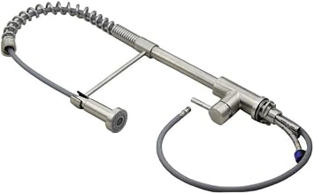 VOW® Kitchen Pull Down Sprayer Spring Kitchen Sink Mixer Tap | Single Lever with Pull Out Spray Commercial Kitchen Sink Tap Farmhouse Kitchen Faucet 360° Swivel Spout (Silver (Chrome))