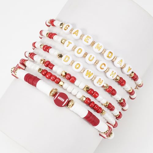 Game Day Beaded Bracelets for Women Football Sports Stackable Bracelets3
