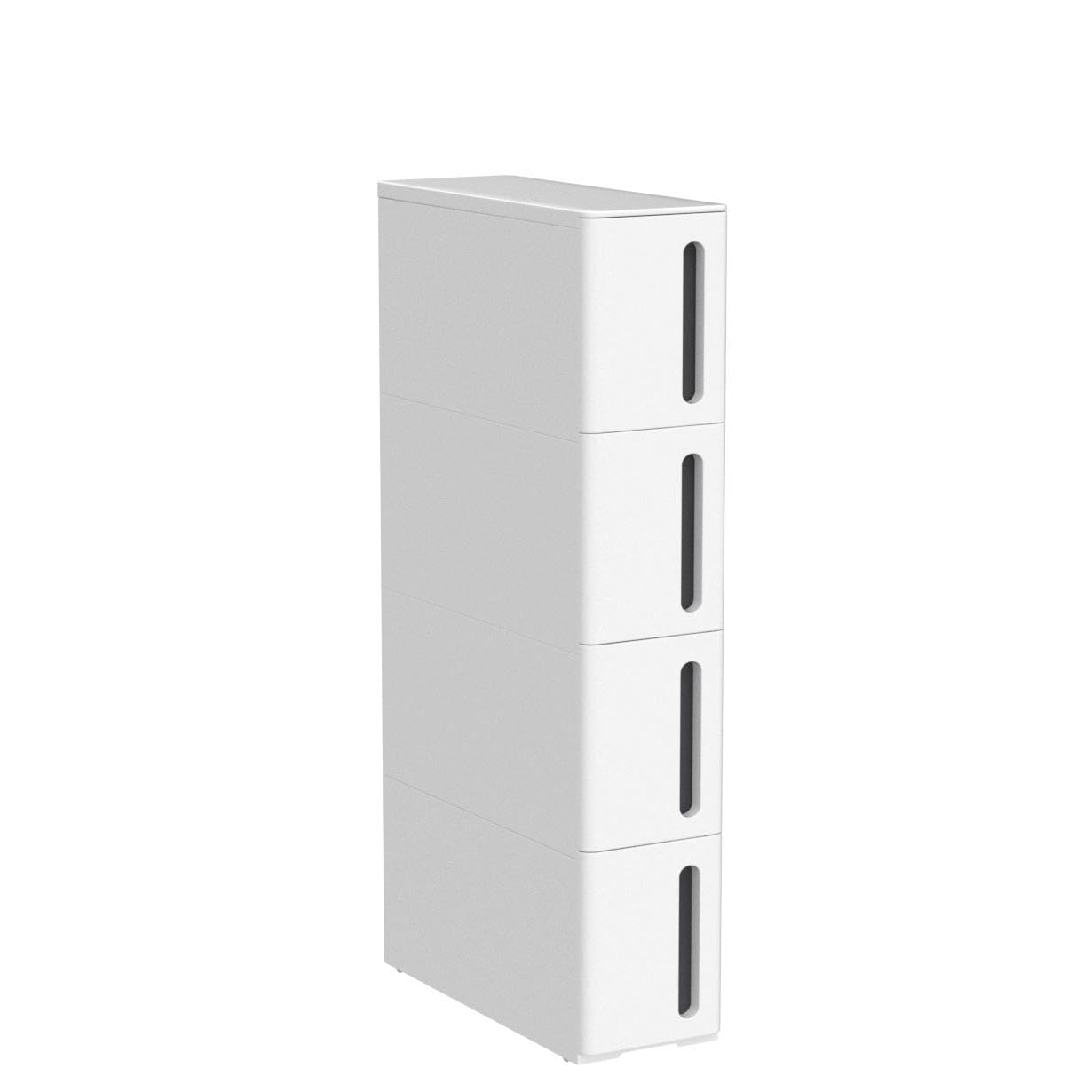 SONGMICS Nischenregal mit Rollen, Rollwagen mit 4 Schubladen, 17,3 cm breit, Badregal schmal, Rollregal, Küchenregal, PP-Kunststoff, platzsparend, 45,2 x 17,3 x 84 cm, weiß-grau KFR008G01