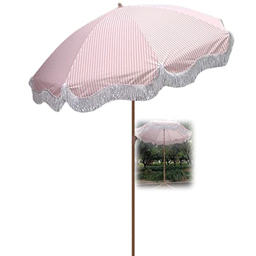 Parasol de plage 2m portable à rayures pour des étés vintage