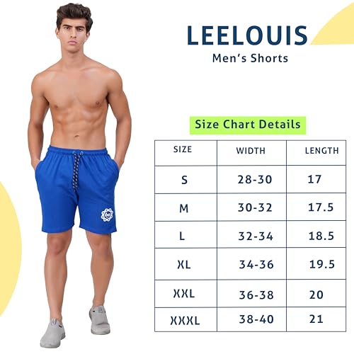 Image of LEELOUIS Men's Cotton Premium Shorts -2 Side Zipper Pockets | Idael for Gym,Travel for Daily Use