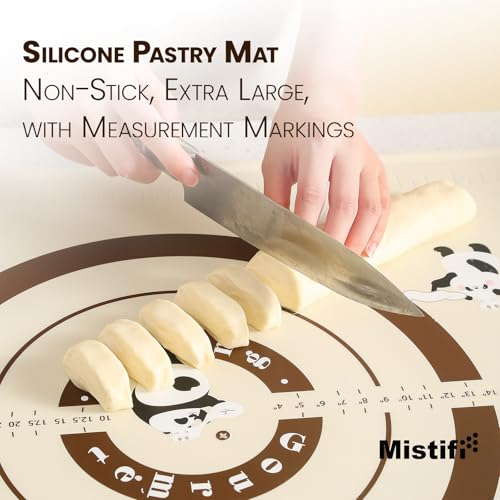 Tapis de pâtisserie grand format avec mesures Mistifi silicone beige