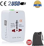 Travel Adapter, International Universal Power Converter Plug, All In One Outlet Charger US to Europe Argentina, Electrical Adaptor 220v with Dual USB for UK USA EU Australia South America Asia etc
