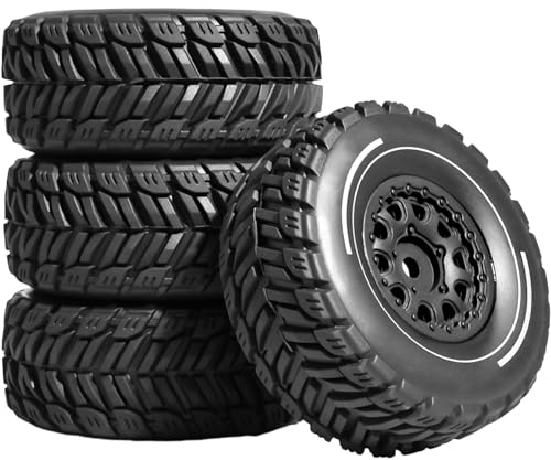 Fraizoe RC 1/14 Pre-glued Wheel &Tire with 12mm Hex for ARRMA Mojave, Black