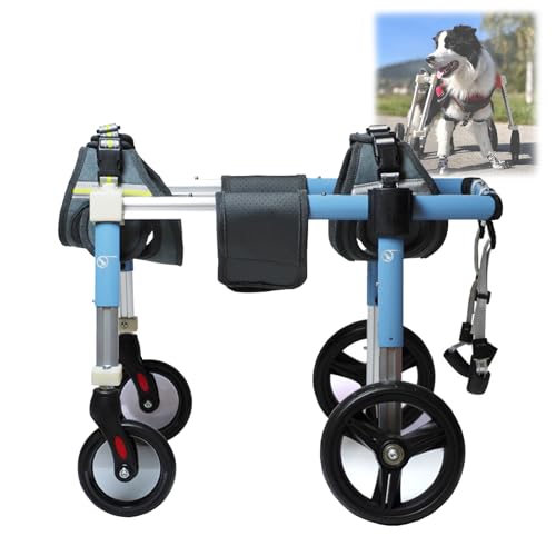 Fauteuil Roulant Pour Chien,Pattes ArrièRe,4 Roues Chien,Attelle D'Exercice Marcheur Handicapé,Aide à La Marche Avant BlesséEs/ParalyséEs,Pour Chariot Animaux Petite,Moyenne Et Grande Taille(L,Blue)