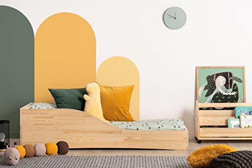 Cama infantil de madera, 80 x 180 cm, con somier, estilo moderno