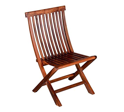 Image of MAMTA DECORATION Wooden Folding Chair for Living Room /Garden and Outdoor Furniture - Teak Finish, Brown, Design 2, Standard (MD-FL-CH-01)