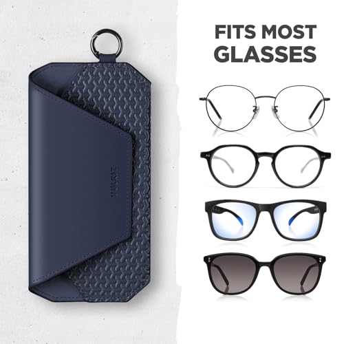 Image of VULKIT Portable Leather Eye Glasses Case for Women & Men, Slim Sunglass Case, Unisex Eyeglass Case