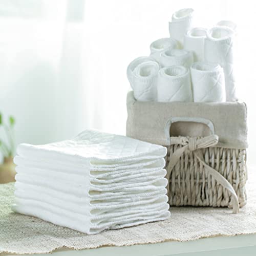 Image of 10Pcs 3-Ply Reusable Washable Cloth Diapers for Newborns, Super Absorbent Cotton Diapers, 12.59X4.72In, White