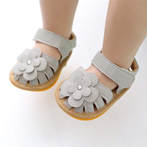 Image of Meckior Baby Toddler Infant Girls PU Leather Soft Open Toe Summer Sandals Flower Princess Flat Shoes