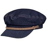 Mit Schirm Brixton Fiddler Denim Uni Elbsegler Schirmmütze Schildmütze Elbseglermütze Baker-Boy-Mütze (XL (61-62 cm) - blau)