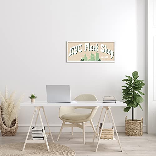 Stupell Industries Nyc Plant Shop Green Grass Skyline Est. 1965, Design By Daphne Polselli White Framed Wall Art, 30 X 13 #TOP1