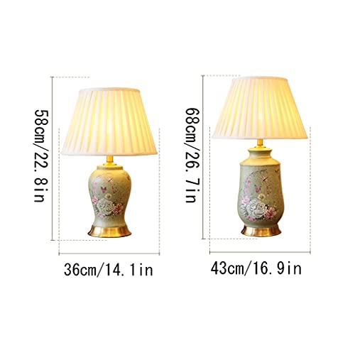 Lámpara de mesa cerámica con pantalla de lino beige miniatura 3