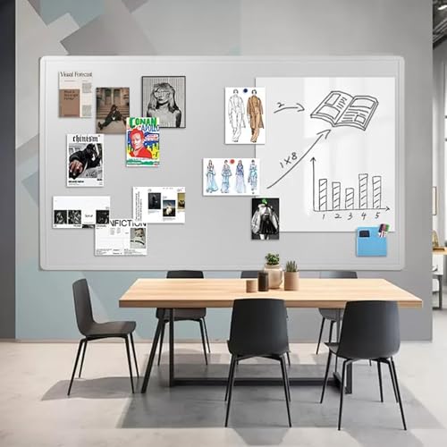 Extra Large Bulletin Board, 72 x 48 Inches Decorative Felt Pin Board Foldable Photo Board Self-Adhesive Vision Board with 50 Pushpins for Office, Home, School, Cork Board Alternative for Wall (White) - Image 2