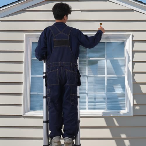 VEVOR Teleskopleiter, 2,4-5 m, A-förmige Aluminium-Ausziehleiter, leichte, zusammenklappbare Leiter mit Mehrfach-Einzug, 170 kg Tragkraft mit Stabilisatorstange, Mehrzweckleiter für Wohnmobil, Camper