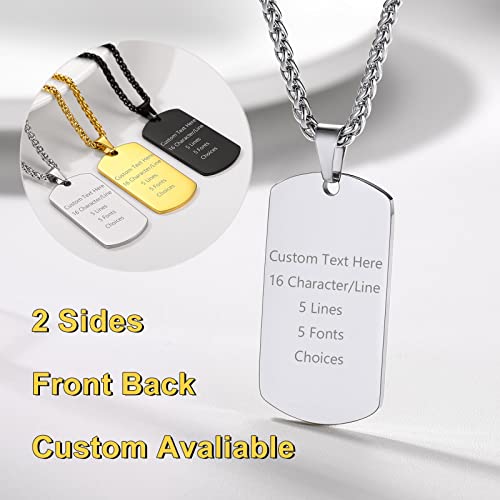 Supcare Individualisiert Herren Dog Tag Kette, Personalisiert Erkennungsmarke mit Gravur Option, Hypoallergen Medizinisches 316L-Stahl, Personalisierte Kette Herren für Vatertag und Weihnachten